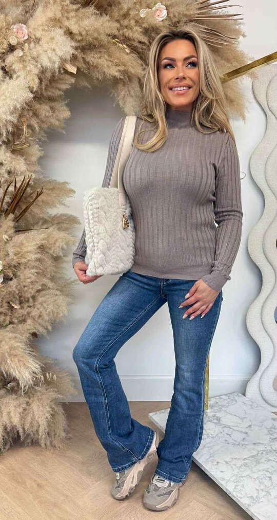 TURTLE RIB BASIC TOP TAUPE