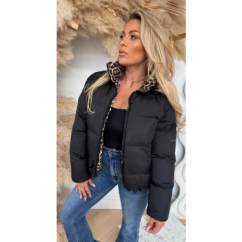 LEO PUFFER REVERSIBLE JACKET JS-955 BLACK/LEO LEO PUFFER REVERSIBLE JACKET JS-955 BLACK/LEO