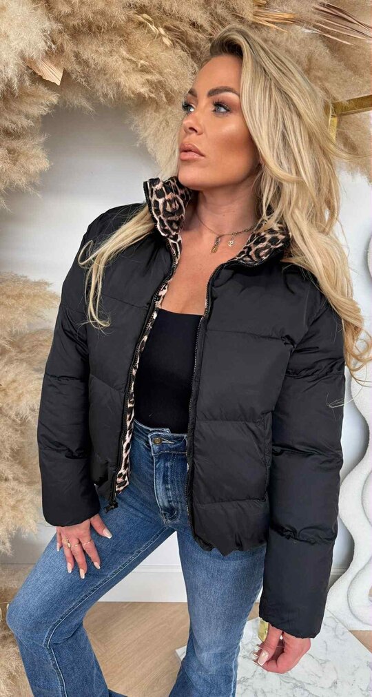 LEO PUFFER REVERSIBLE JACKET JS-955 BLACK/LEO