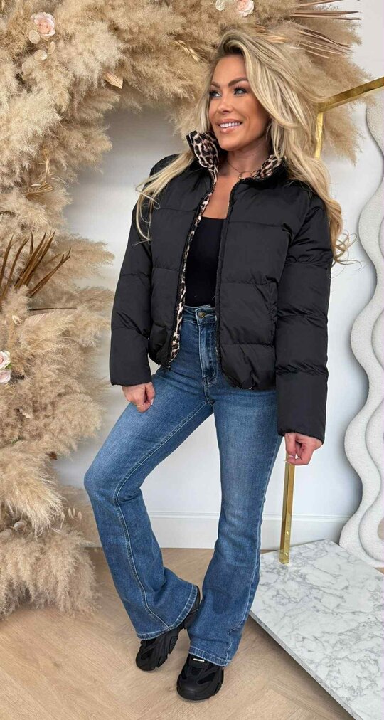 LEO PUFFER REVERSIBLE JACKET JS-955 BLACK/LEO