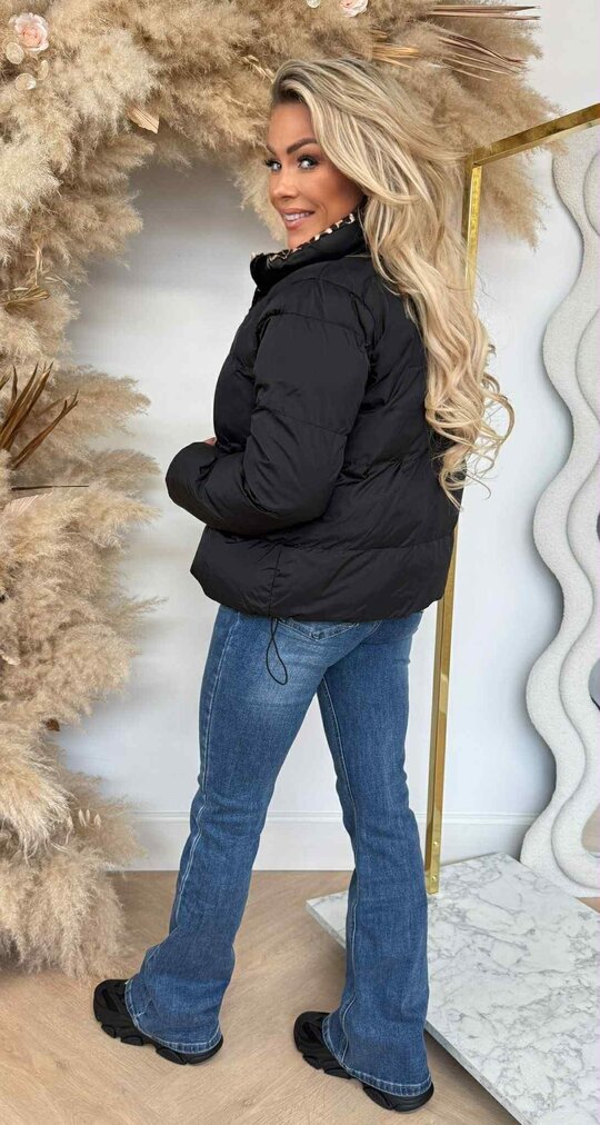 LEO PUFFER REVERSIBLE JACKET JS-955 BLACK/LEO