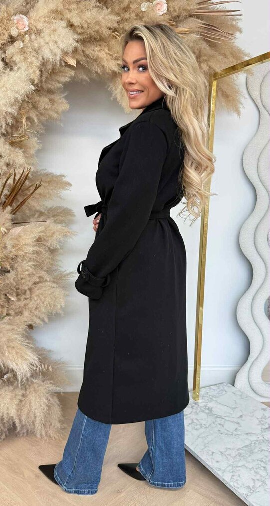 ANNA BASIC BUTTON COAT BLACK