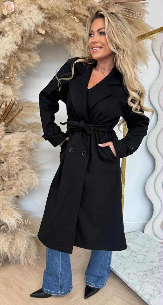 ANNA BASIC BUTTON COAT BLACK