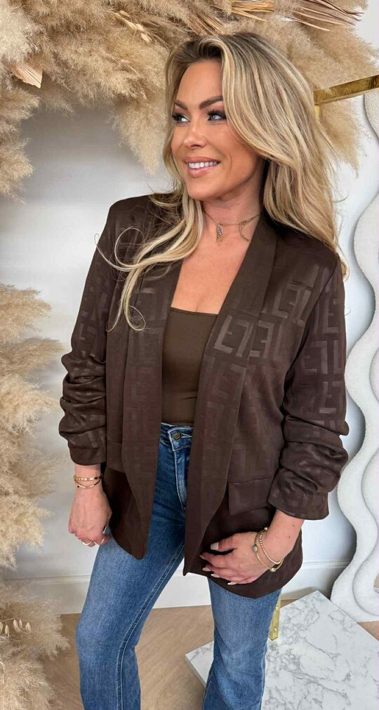 PRINTY CROPPED MOUW BLAZER CHOCO