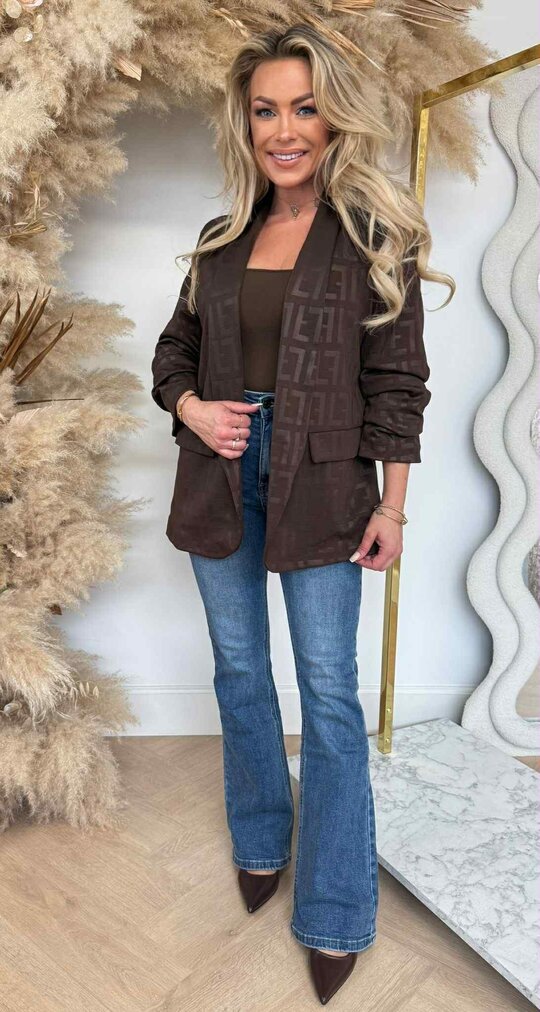 PRINTY CROPPED MOUW BLAZER CHOCO