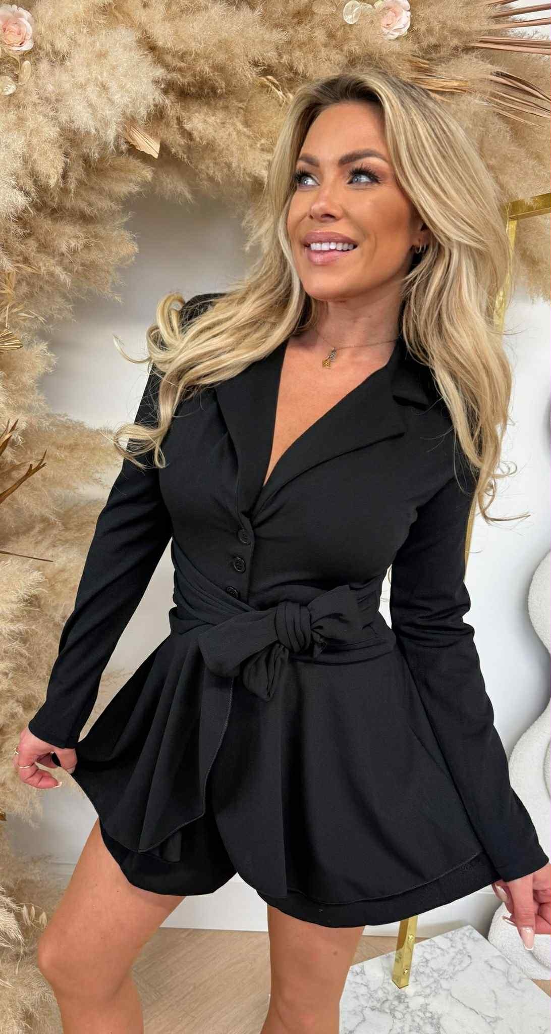 KNOOP OVERSLAG PLAYSUIT BLACK