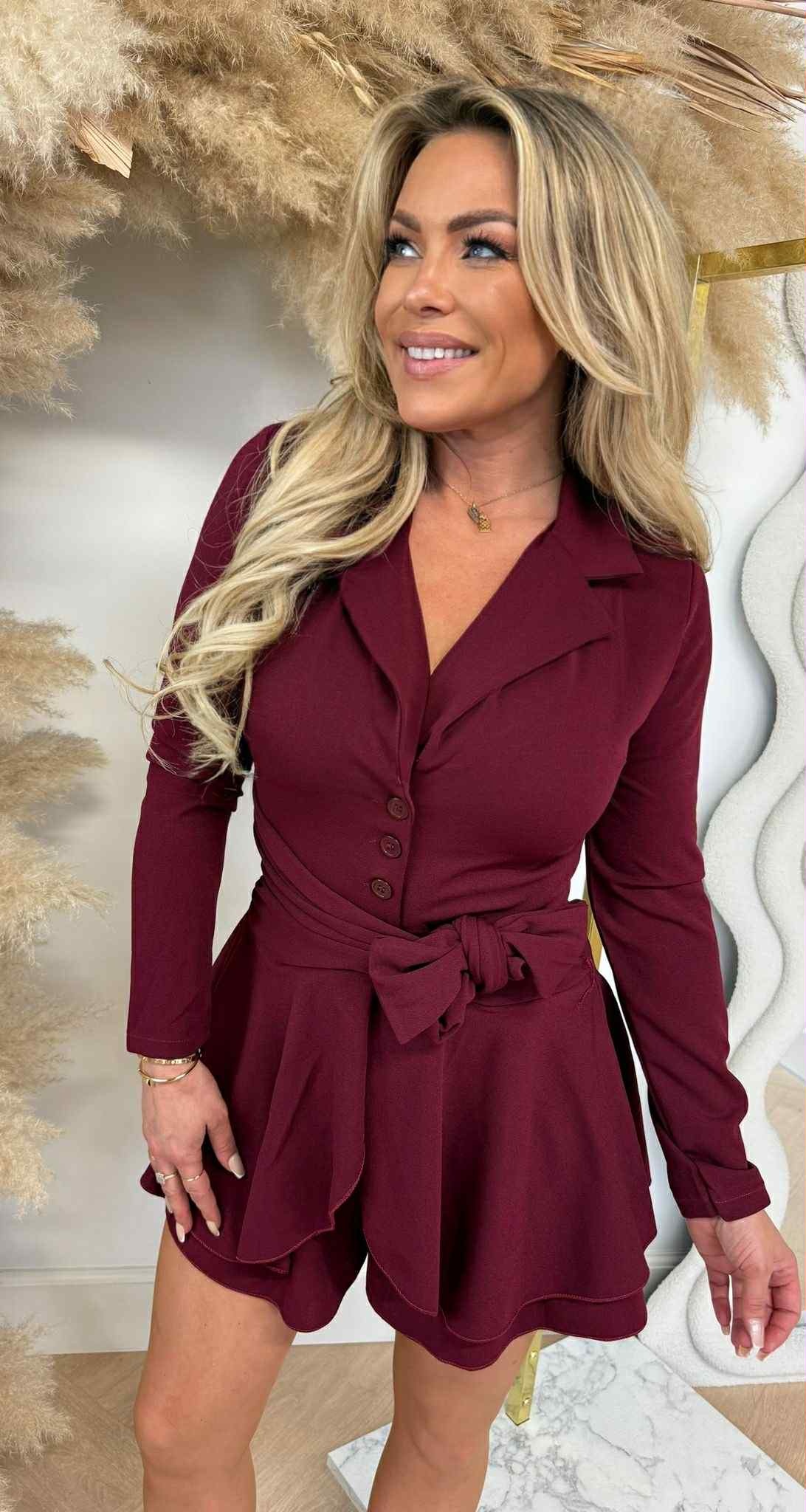 KNOOP OVERSLAG PLAYSUIT BORDEAUX