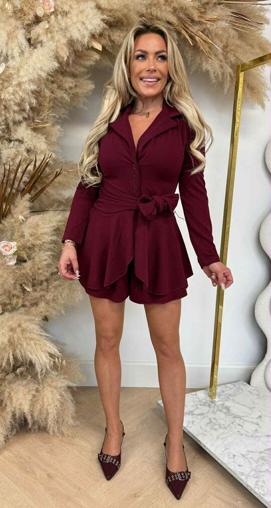 KNOOP OVERSLAG PLAYSUIT BORDEAUX