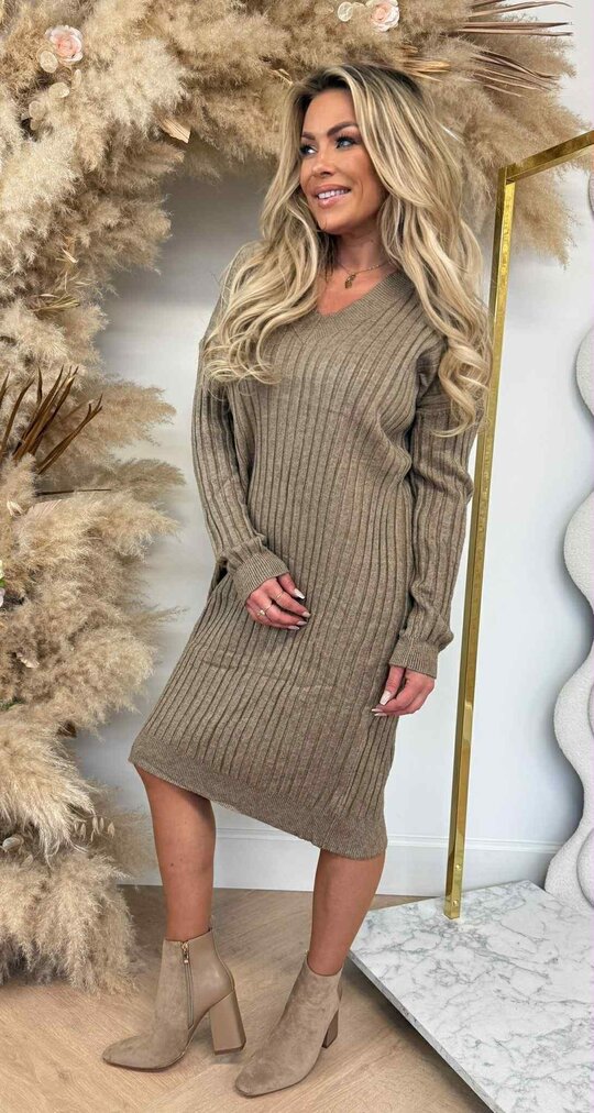BESTSELLER RIB DRESS 5502 TAUPE