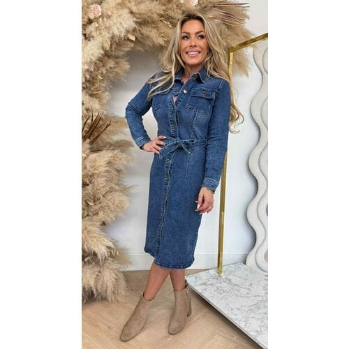 BUTTON LUS DENIM DRESS 6929 DENIMBLUE BUTTON LUS DENIM DRESS 6929 DENIMBLUE