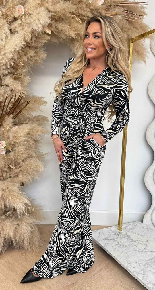 ZEBRA TRAVEL JUMPSUIT 8799 WHITE/BLACK