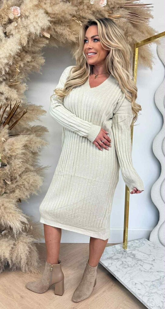 BESTSELLER RIB DRESS 5502 BEIGE