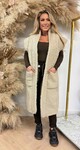 LONG TEDDY GILET LIGHTBEIGE