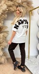 NEW YORK TEDDY TEKST T-SHIRT 7191 OFFWHITE/CHOCO