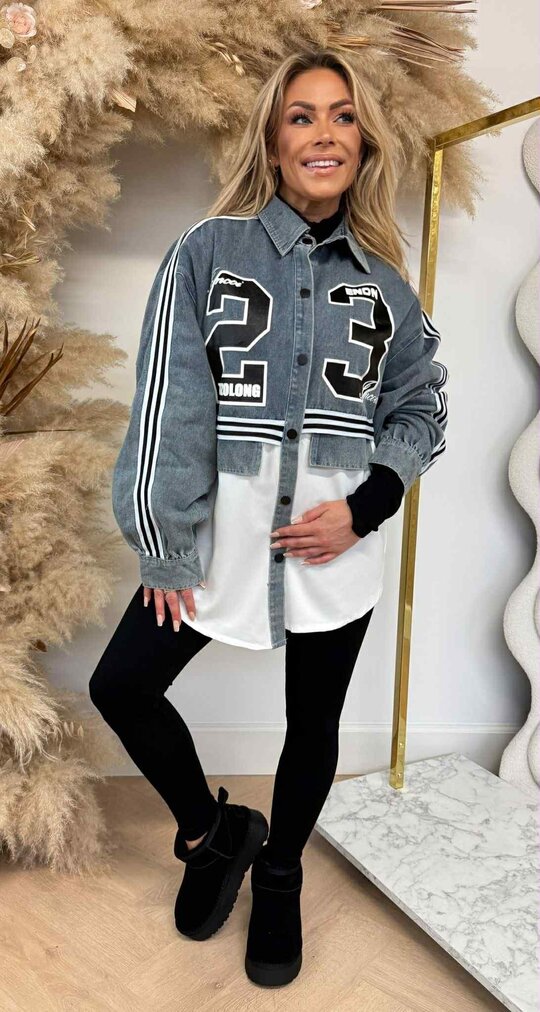STREETWEAR BLOUSE 430 DENIM/WHITE