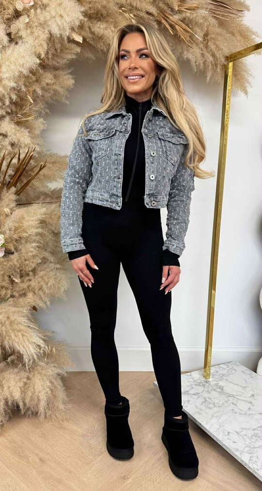 DESTROYED DENIM JACKET 978-3 LIGHTGREY