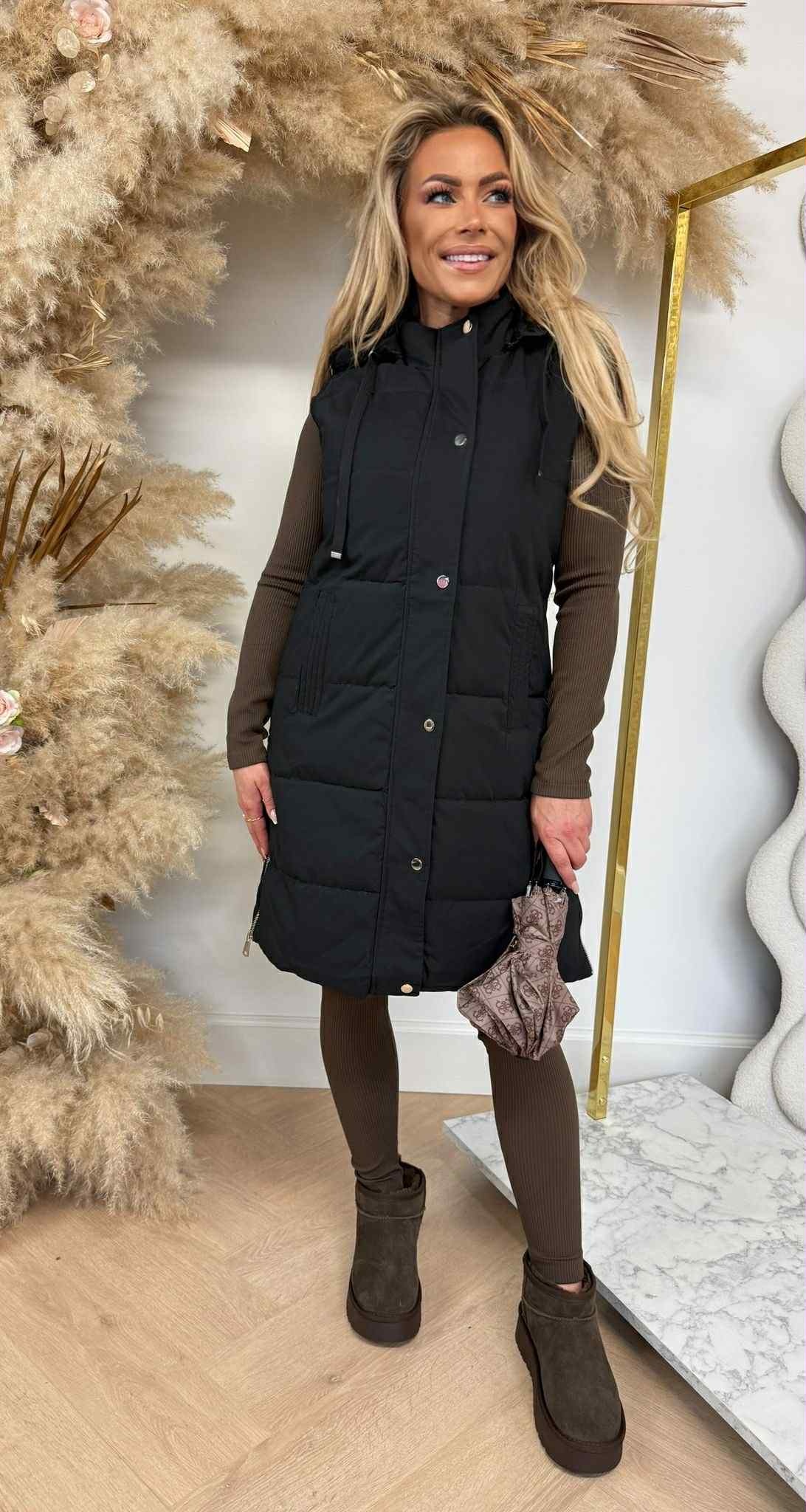 CISSY LONG BODYWARMER 8852 BLACK