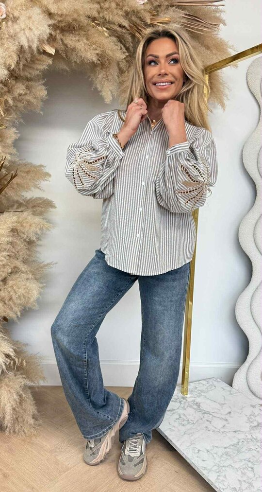 FLAMANT STRIPE BLOUSE 5214 BEIGE