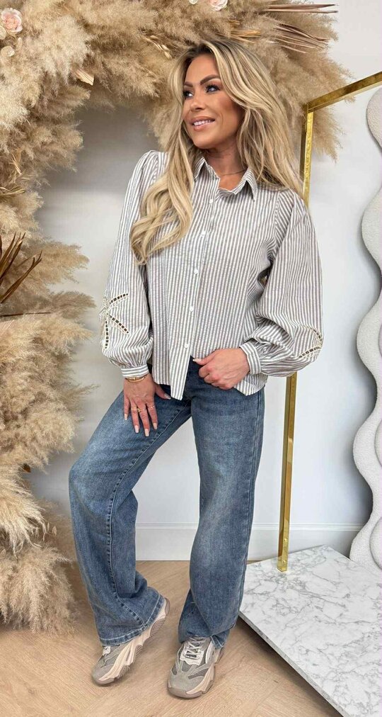 FLAMANT STRIPE BLOUSE 5214 BEIGE