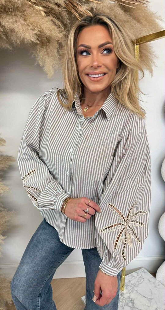 FLAMANT STRIPE BLOUSE 5214 BEIGE