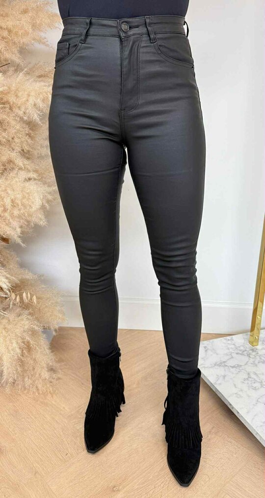 PUSH UP LEATHER LOOK PANTS P063 BLACK