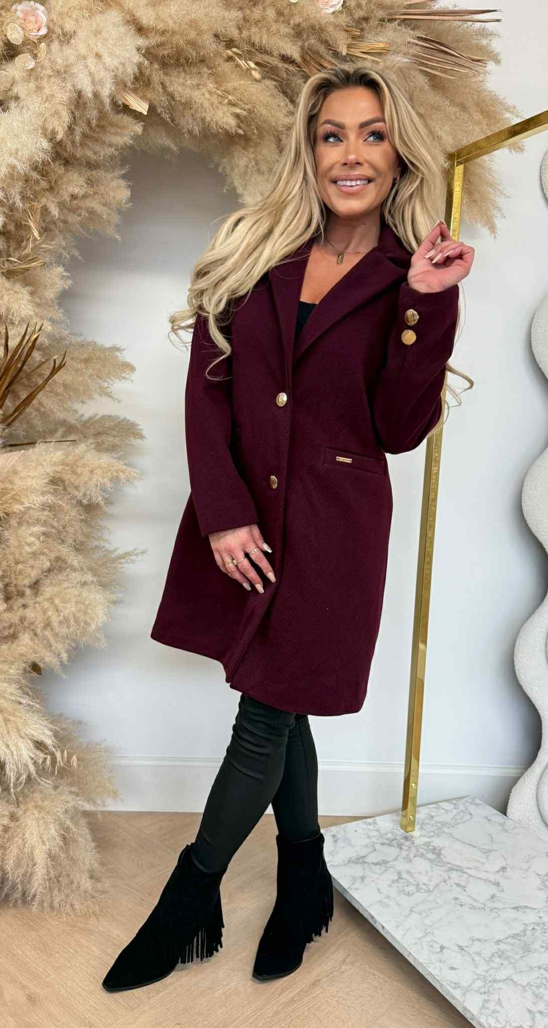 CHIQUE BUTTON TRENCHCOAT BORDEAUX