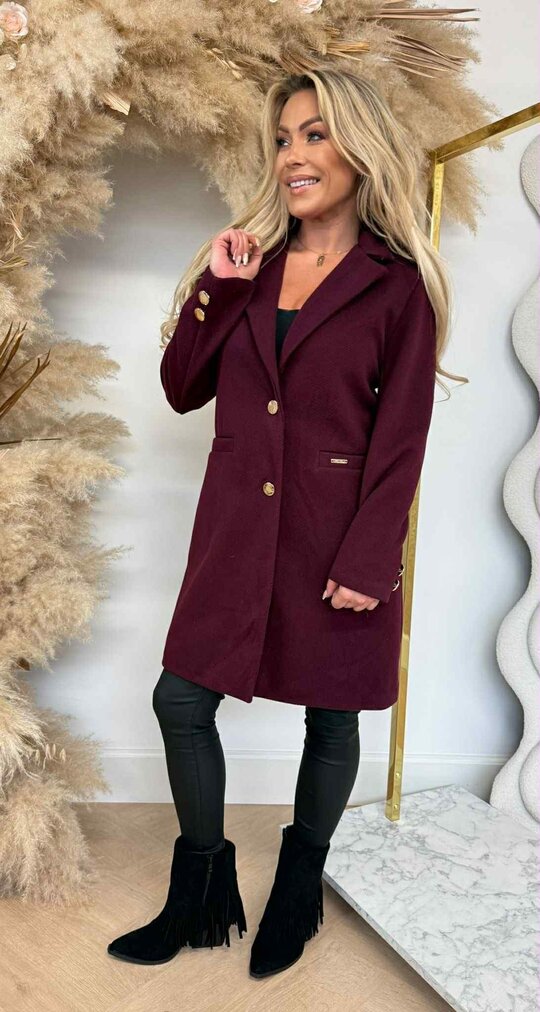 CHIQUE BUTTON TRENCHCOAT AUBERGINE