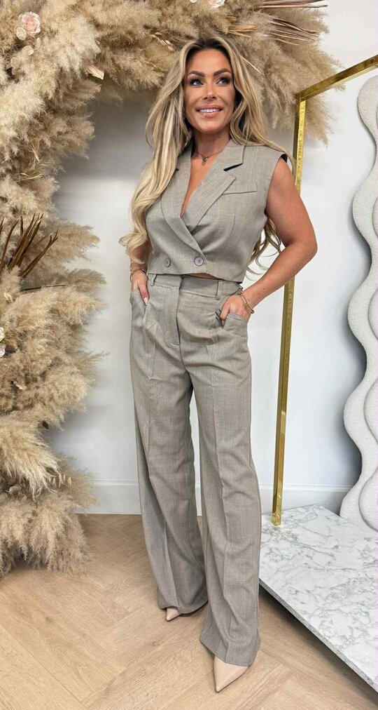 LULU CROPPED GILET 278 BEIGE