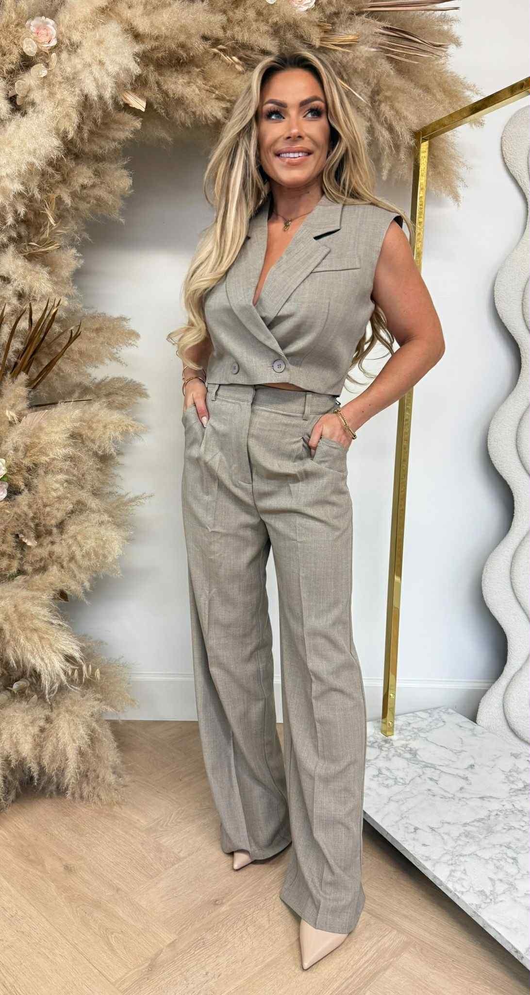 LULU CROPPED GILET 278 BEIGE