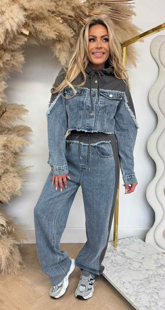DENIM/JOG CROPPED JACKET 0050 DENIMBLUE