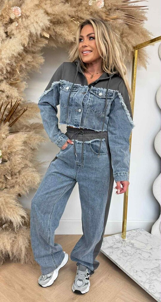 DENIM/JOG CROPPED JACKET 0050 DENIMBLUE