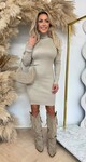 KAYLLA RIB KOL DRESS 9864 BEIGE *HIGH QUALITY*