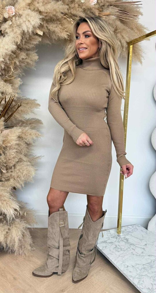 KAYLLA RIB KOL DRESS 9864 CAMEL *HIGH QUALITY*