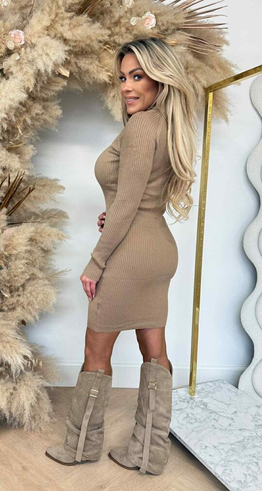KAYLLA RIB KOL DRESS 9864 CAMEL *HIGH QUALITY*