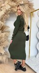KAY BUTTON RIB DRESS 9970 ARMYGREEN