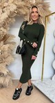 KAY BUTTON RIB DRESS 9970 ARMYGREEN