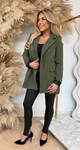 OMSLAG LEATHER LOOK BLAZER ARMYGREEN