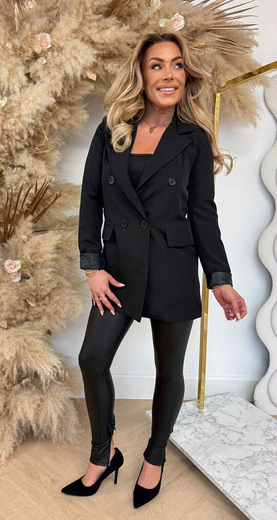 OMSLAG LEATHER LOOK BLAZER BLACK