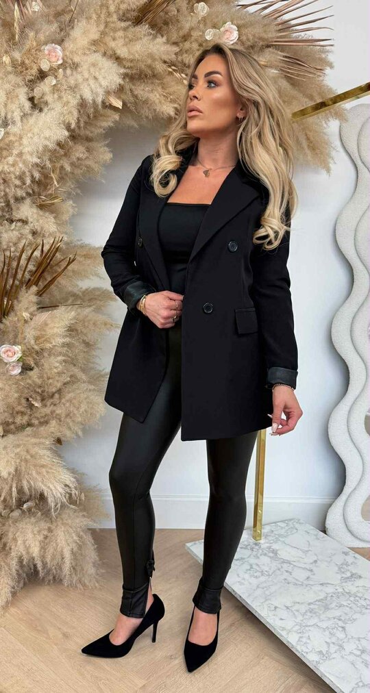 OMSLAG LEATHER LOOK BLAZER BLACK