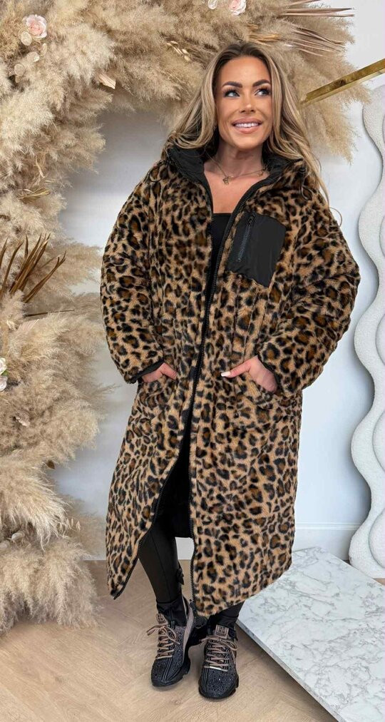 REVERSIBLE LEOPARD SOFT WINTERJACKET 8715 BLACK