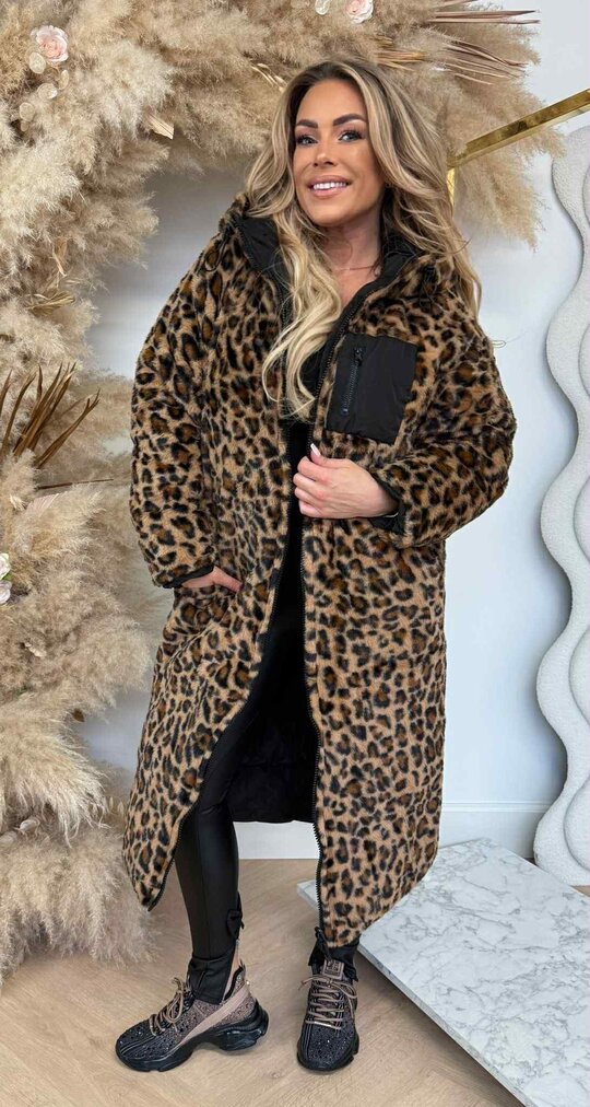 REVERSIBLE LEOPARD SOFT WINTERJACKET 8715 BLACK