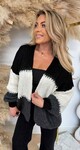 SNUGGLE ME SOFTLY CARDIGAN BLACK/OFFWHITE