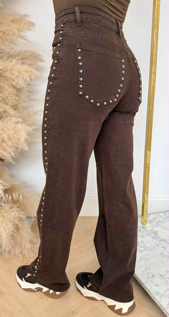 STUDDED FLARE JEANS 9120-9 CHOCO