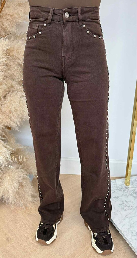 STUDDED FLARE JEANS 9120-9 CHOCO