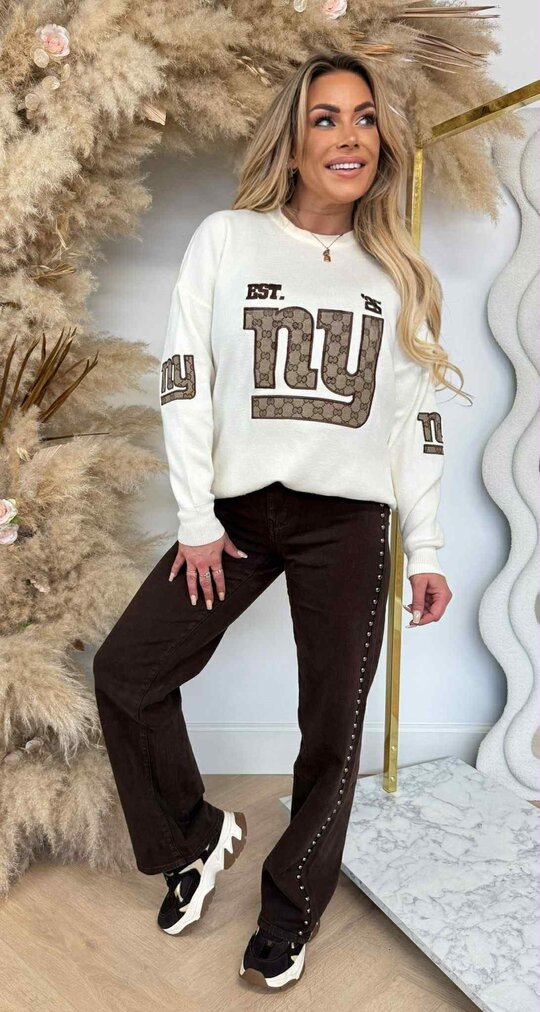 NY GUC PRINT SWEAT AM766 LIGHTBEIGE