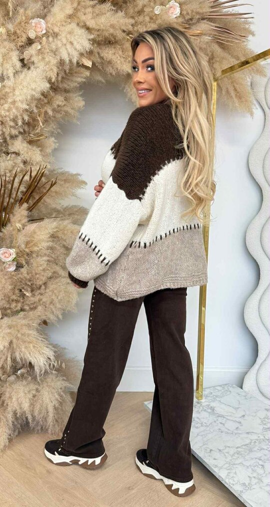 SNUGGLE ME SOFTLY CARDIGAN BROWN/BEIGE