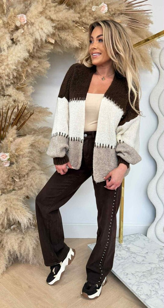 SNUGGLE ME SOFTLY CARDIGAN BROWN/BEIGE