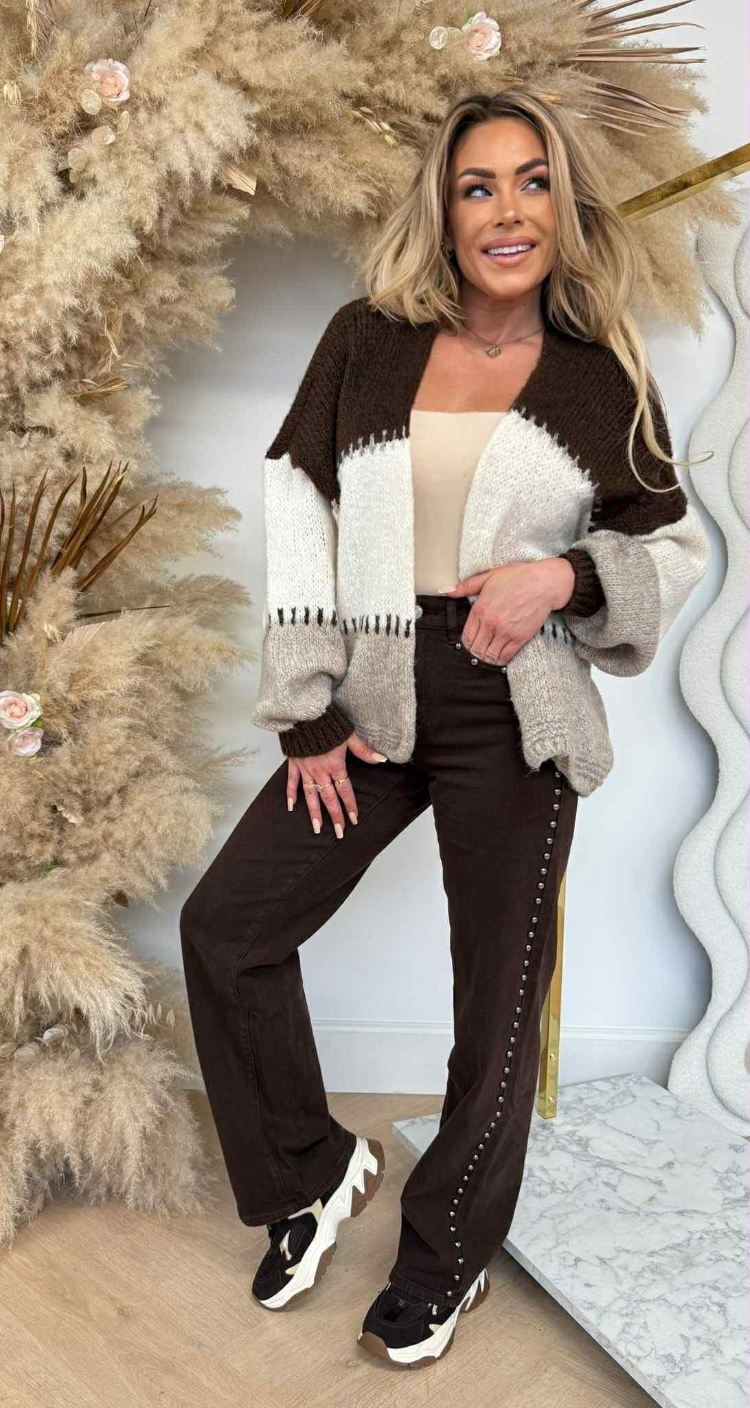 SNUGGLE ME SOFTLY CARDIGAN BROWN/BEIGE