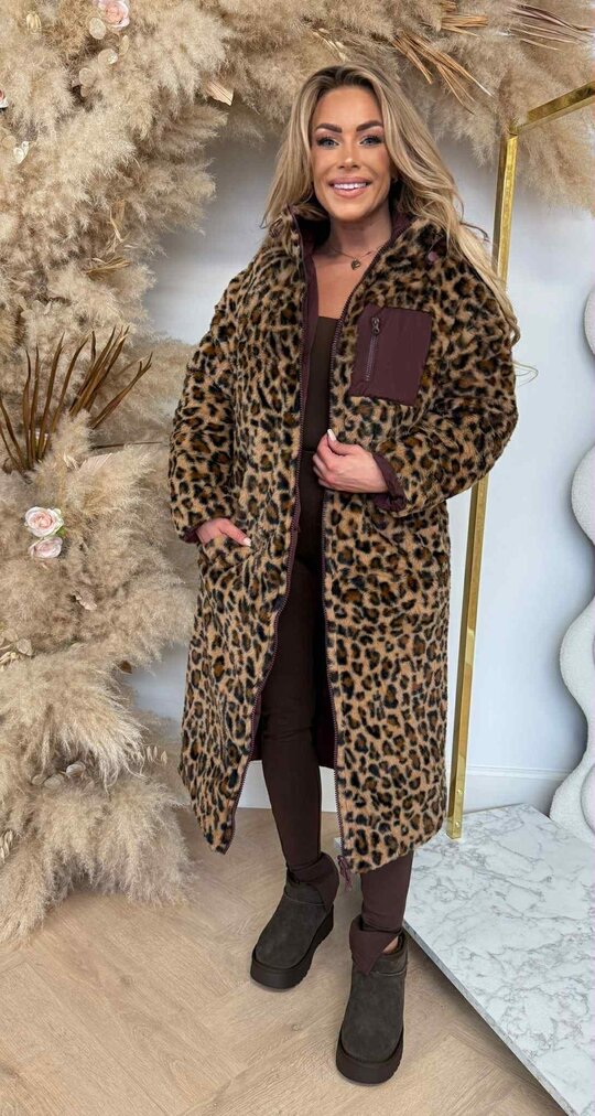 REVERSIBLE LEOPARD SOFT WINTERJACKET 8715 BORDEAUX