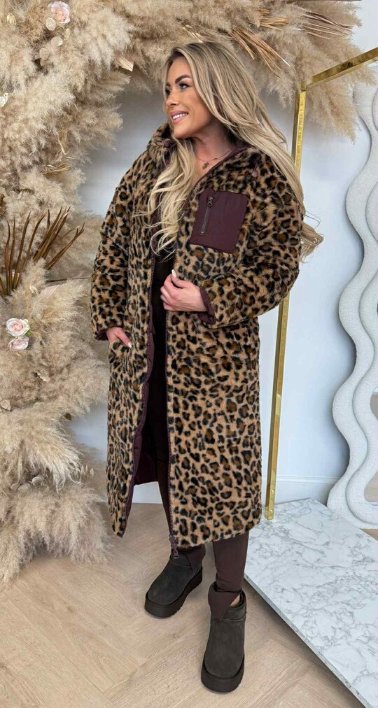 REVERSIBLE LEOPARD SOFT WINTERJACKET 8715 BORDEAUX